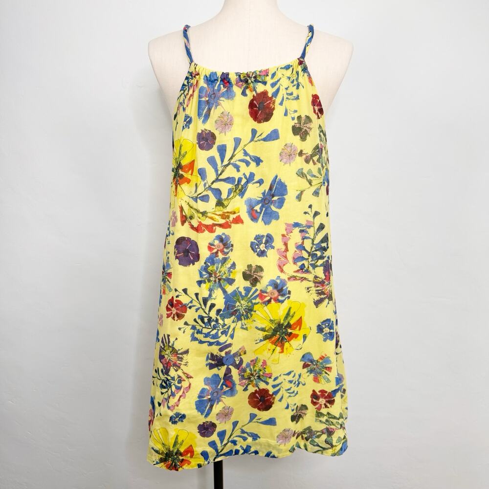 Vanessa Virginia Painterly Keyhole Dress Yellow Floral Anthro Boho Beach Size 14 - Picture 5 of 7
